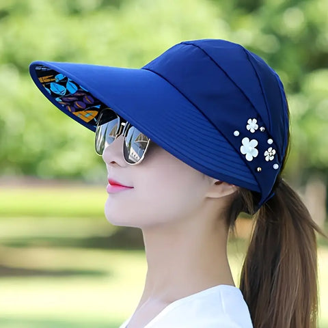 Outdoor Casual Versatile Sun Hat with Pearls